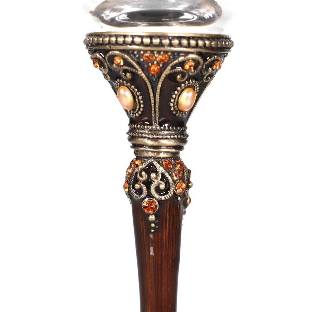 RARE VTG Ornate Jeweled Wine Glass Crystals Enameled Bronze Stem Gothic Romantic - Picture 2 of 7